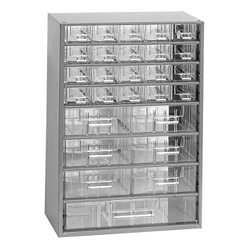 Schubladenmagazin - HxB 460 x 306 mm, 27 Schubladen - tiefschwarz - Klarsichtmagazin Kleinteilemagazin Lagersystem Magazin Schubladenmagazin