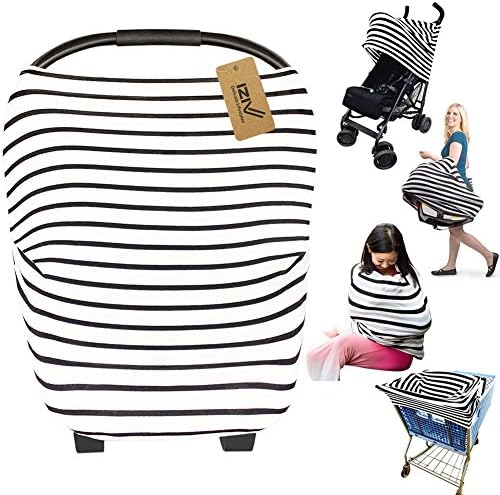 iZiv Ultrasoft 4-in-1 Multi-use Baby Stretchy Cover Car Seat Canopy/Nursing Cover/Shopping Cart Cover/Infinity Scarf for Baby