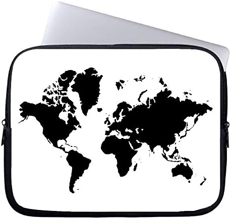 TOLLYEE World Map Waterproof Neoprene Laptop Sleeve Carrying Case Cover Protective Bag for 15-15.6 Inch MacBook Pro, Ultrabook Netbook Tablet