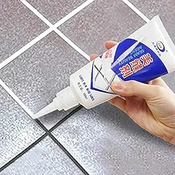 MorivaHomes Waterproof DIY Ready-mix Restoring Tile Grout Tile Sea Tube for Bathroom, Kitchen, Washbasin Area and Toilet and Many More | Use to Tiles Gap, Crack (White, 180ml)