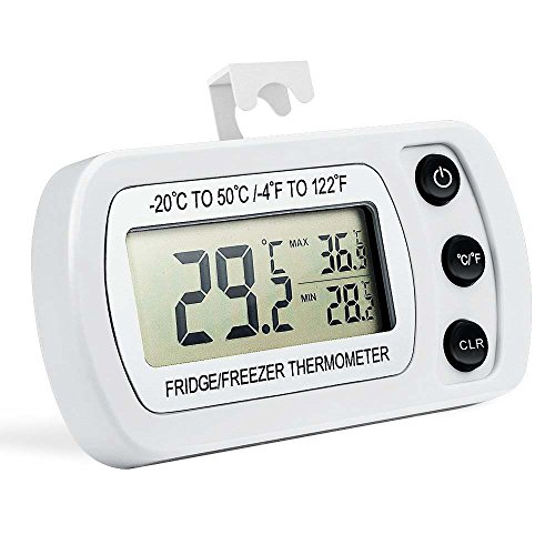 Preisvergleich Produktbild Hotloop Digital Kühlschrank Thermometer Wasserdicht Gefrierschrank Thermometer mit Haken LCD Display