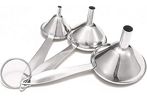 RITTE Mini Embudo de Cocina, 3 Piezas Acero Inoxidable, Práctico Embudo de Mango Largo para La Transferencia de Aceites Esenciales, Líquido y Polvo (Plata)