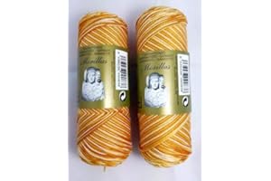 MORILLAS PACK 2 ZEPELINES Algodón perlé 100% egipcio mercerizado para DIY y tejer a mano labores de ganchillo o punto con un acabado elegante. (2 X 70gr) (5, AMARILLO MULTICOLOR)