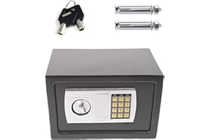 QIMU Tresor Klein, Klein Elektronik Safe Tresor mit zahlenschloss und 2 Notschlüssel Wasserdichte Elektronischer Tresor mit Zahlenschloss, Tresor feuerfest, Digitaler Safe Elektronischer 8.5L - Grau