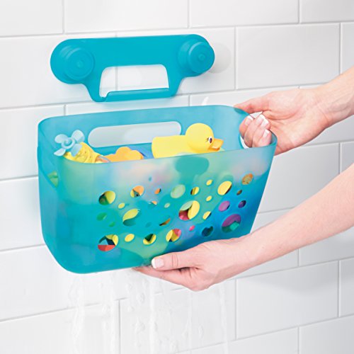 Interdesign 09468EU Power Lock Ultra Rechteckiger Duschkorb mit Saugnäpfen, aqua / durchsichtig - 2