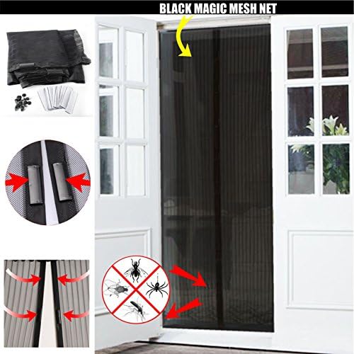 2you MAGIC Magnetic Insect Door Net Mesh Guard Screen Protects From Bugs Mosquito Fly Insects Curtain (Black)