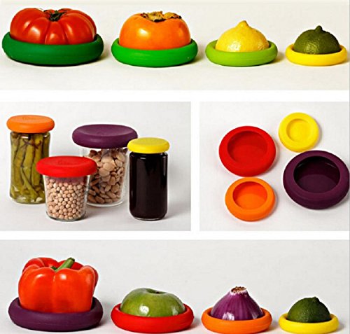 BWSM 4pcs Silikon Stretch Lids für zum Abdecken von Töpfen, Obst und Gemüse Abdeckung, Schüssel Frische Abdeckung - 4