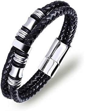 BANDPLUS Herren Echtleder Armband Kuhhaut Armreif, 21,5 cm Länge Zwei Geflochtene Seile Armband Manschette Lederarmband...