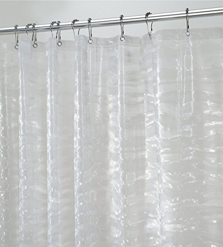 mDesign PVC-freier Duschvorhang aus PEVA – wasserabweisender Badewannenvorhang Ripples mit 12 rostfreien Metallösen – 180 x 180 cm – Frost