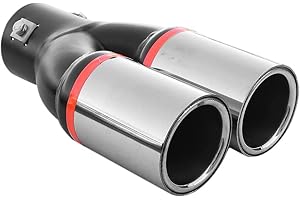 BOLOROMO Auspuffblende Doppelrohr Endrohr Edelstahl Auto Endrohrblenden Auspuffendrohr Auspuffrohr Tuning Universell Schalldampf Blende Sport Rund Chrom Auspuffspitzen
