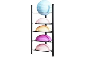 WAHHWF Ejercicio Media bola de equilibrio Bandeja de almacenamiento - Nivel 3/5/6/7 Gimnasio en casa Soporte de suelo Organizador de equipos para balones medicinales Bosu Slam Bowling ( Color : Black , Size