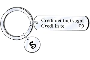 LUODAN Ispirazione Portachiavi Amicizia Regalo Credi nei tuoi sogni,credi in te.Lettera iniziale Alfabeto Portachiavi,per Amici Sorelle Figlia Figlio Ragazza Regali di Laurea Regali di Compleanno