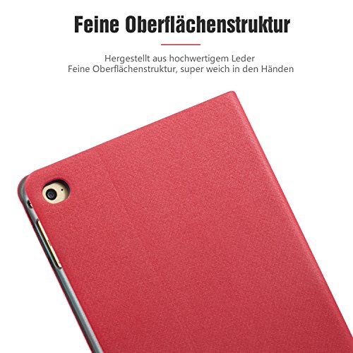 AUAUA iPad Mini 4 Hülle, iPad Mini 4 Lederhülse Smart-Schlaf,Sie werden mit einer Membran für Schirm-schutz beschenkt werden, für Apple iPad iPad Mini 4 Apple Tablet (Rot, iPad Mini 4) - 8