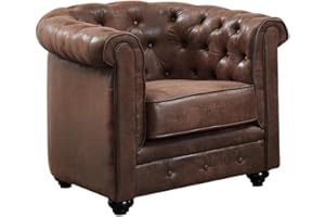 VENTE-UNIQUE Venta-Unica - Sillón Chesterfield de Microfibra Envejecida