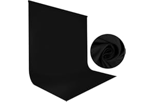 Sfondo Nero Foto Video 1,5 x 2m, Bonvvie Sfondo Fotografico Resistente Alle Rughe, Lavabile Sfondo Mussola per Studio Fotografia, Televisione, Zoom, YouTube, Riunioni Online