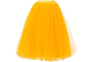 A Liittle Tree- 5 Layers Long Ladies Girls Women Ballet Fancy Tutu Skirts Underskirts Petticoat(Yellow)