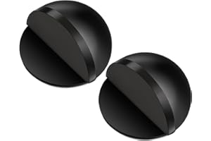 Hotop Selbstklebender Boden Türstopper Ovaler Türstopper aus Edelstahl Bodenmontierter Halbmond Form Wandschutz Polierter Türpuffer mit Kleber für Hartboden Glastür(Schwarz,2 Stk)