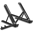 STRIFF Adjustable Anti Slip Multi angle adjustment Laptop Stand/holder Portable Foldable Compatible with MacBook Notebook Tablet Book for desk, bed, table with Mobile Stand (Black)