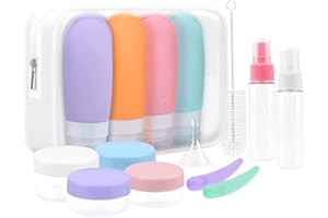 ‎ETOPGO Etopgo Silikon Reiseflaschen, reiseflaschen 16 Stück Silikon Reiseflaschen Set Auslaufsicher Nachfüllbare TSA Zugelassen Leer Kosmetik Reiseset Reisegröße Behälter für Shampoo,Lotion,Spülung,Duschgel