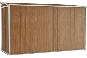 vidaXL Cobertizo Jardín Pared Paito Casata Casetilla Almacenamiento de Herramienta Almacenaje Exterior Acero Galvanizado Marrón 118x288x178 cm