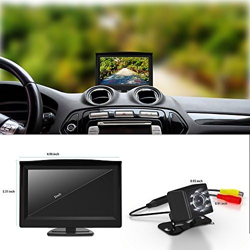 Backup Camera and Monitor Kit, 5 Inch Color Rearview Monitor Screen with 8 LED Night Version Waterproof Vehicle Car Rear View Backup Camera for Truck/van/Car/Bus/Trailer