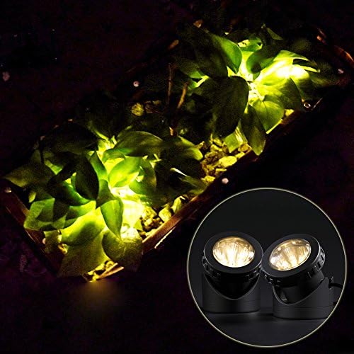 GAXmi Solar Pond Pool Lights Outdoor LED Underwater Spotlight/Wall Lighting With Flash Mode for Garden Lawn Bush Tree Fountains Rockery (Double Lamps)Warm White