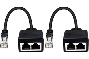 Duttek (1 Paire) Adaptateur RJ45 1 mâle vers 2 Femelles pour Extension de câble Ethernet LAN de Cat. 5/6. (Utiliser simultanément) Surfez en Ligne en même Temps