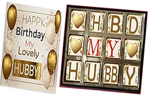 redbakers.in Happy Birthday My Husband12 Chocolate Gift Box & Greeting card combo