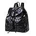 Produktbild Damen Mode Soft Leder Laser Rucksack College Rucksack Umhängetasche Mehrfarbig,Black-M