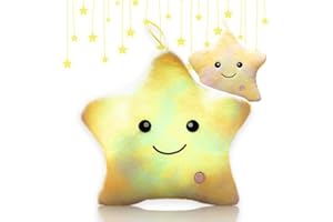 Shengou Cuscino con Led, Cuscini a Forma di Stella, Cuscino Peluche Luce Notturna, Cuscini Decorativi a Forma di Stella, per Compleanno e Natale (Limone giallo)
