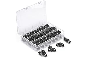 Innfeeltech 60 st 12 mm svart tryck för att ansluta pneumatiskt monteringssats, 15 raka, 15 delare, 15 armbågar, 15 T-typer s