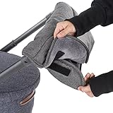 Handmuff / Handwärmer mit Thermo-Fleece, für Kinderwagen, Sportwagen oder Buggy, wasser- und windabweisend, atmungsaktiv – Melange Grey - 3