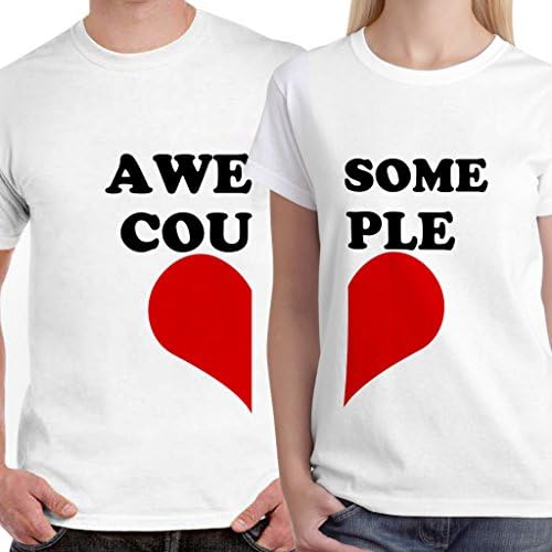DreamBagLIMIT Fashion Store - Awesome Couple Unisex Love Couple Gift T-Shirts, Men-M/Women-M (White)