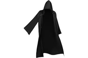 BIGLUFU Capa con Capucha de Halloween, Disfraz de Caballero para Adulto Carnaval Medieval Traje Ropa Vampiro Bruja Halloween Cosplay Disfraces Hombres con Capucha