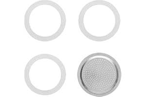 GEAANEN 3 Stück Espressokocher Dichtungsring, Dichtungsringe，Silikon-Ersatzdichtung, Kaffeekannen-Ringdichtung mit 1 Stück Aluminium-Filtereinsatz, Ersatzdichtung für Espressokanne (6 Tassen)