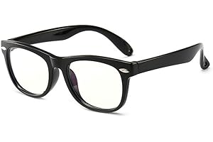 FITWISH Ototon Lunettes Anti Lumière Bleue pour Enfant Rectangulaire Cadre Anti Fatigue Protection UV Ordinateur Tablette Game pour Garçons Filles (Noir)