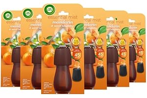 AIRWICK Air Wick Essential Mist Refills, Mandarin & Sweet Orange, Pack 6 x 20ml, Natural Essential Oils, Last up to 270 Days, Air freshener