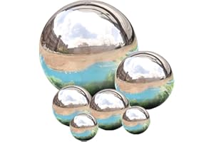 KAIISSA Bola de Acero Inoxidable, 6 Piezas de 50 a 150 mm, Globo Brillante Pulido, Reflectante, Esferas de Jardín Lisas, sin Costuras, para el Hogar, Jardín, Decoración de Carretera al Aire Libre (6 Piezas)