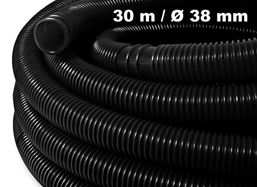 30m - 38mm - Solarschlauch schwarz mit Muffe für Pool 190g/m - Made in Europe