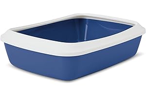 PETGARD Schalentoilette Katzentoilette Katzenklo mit abnehmbarem Rand blau-Weiss IRIZ