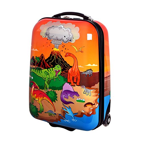 Preisvergleich Produktbild Karry Kinder Koffer Reisekoffer Trolley Hartschalen Handgepäck Jungs LED Skater Rollen Dinosaurier