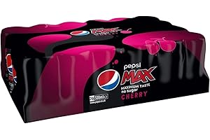 SARAS FLAVOURS OF ASIA Pepsi Max Cherry No Sugar Cola Cans - 24 x 330ml | Bold Cherry Flavor, Zero Sugar | Carbonated Low Calorie Cherry Cola Flavoured Soft Drink with Sweeteners
