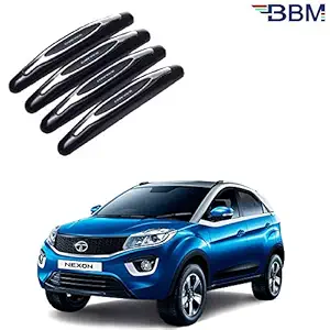 BBM Compact Stylish Plastic Chrome Finish Universal Car Door Guard for Tata Nexon 2017 2018 2019 2020 2021(Pack of 4) (Black)