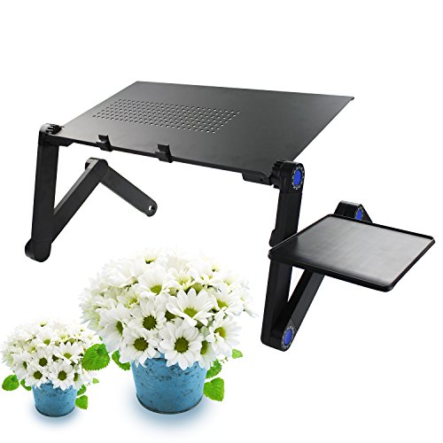 Rettungs-Laptop-Tisch / Schreibtisch / Stand-Portable Klapp-Tisch-Bett, Sofa, Teppich Tray Buch Stand-Extra Wide Tray Aluminium-Legierung mit Maus Stand (Schwarz) - 5