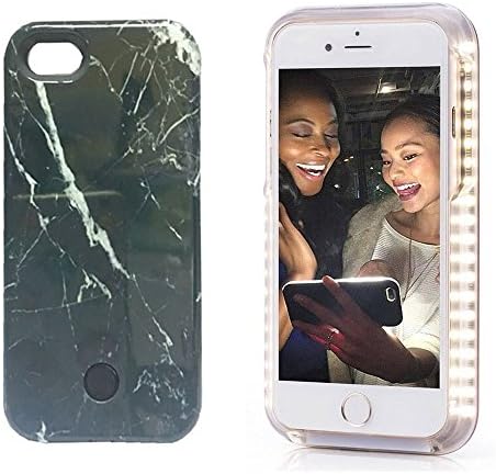 GSY Selfie Light iPhone Case, Rechargeable LED Light Up Flash Lighting Selfie Case Illuminated Cover [Dimmable Switch] for Apple iPhone iphone7 plus/8 plus (iphone7 plus/8 plus, Stone black)