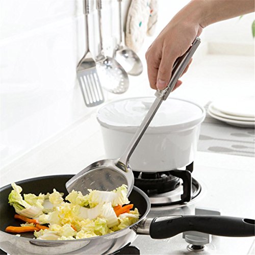 zooarts 5 Stück Edelstahl Küchenutensilien-Set Küche Kochen Tools Löffel Spatel Schöpflöffel - 3