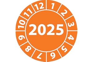 FAST-LABEL Placca di controllo dell'anno 2025, in vinile, autoadesiva, per l'anno 2025 (20 mm Ø, arancione, 100)