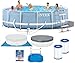 Produktbild INTEX 457x107 cm Prism Metal Frame Swimming Pool Schwimmbecken 28734 Komplett-Set mit Extra-Zubehör wie: Filterkartusche, Reparaturset und Fußbad