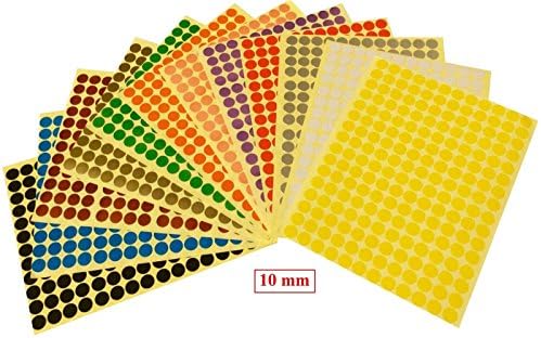 Round Dot Stickers Color Coding Labels, Pinfan 10mm Colors Dot Labels, 14 Different Assorted (14 Sheets, 2310Pieces)