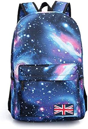 Fansela(TM) Unisex Vintage Galaxy Canvas Backpack School Bag Blue